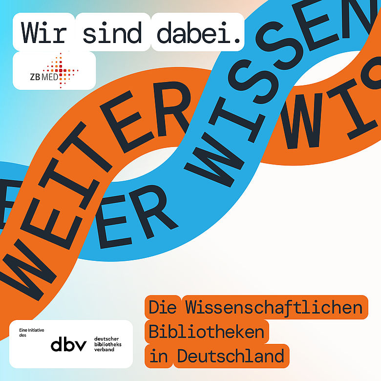 Key Visual der Kampagne: Zwei verschlungene Stränge mit der Aufschrift "Weiter wissen".