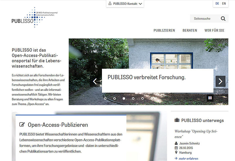 Screenshot von www.publisso.de