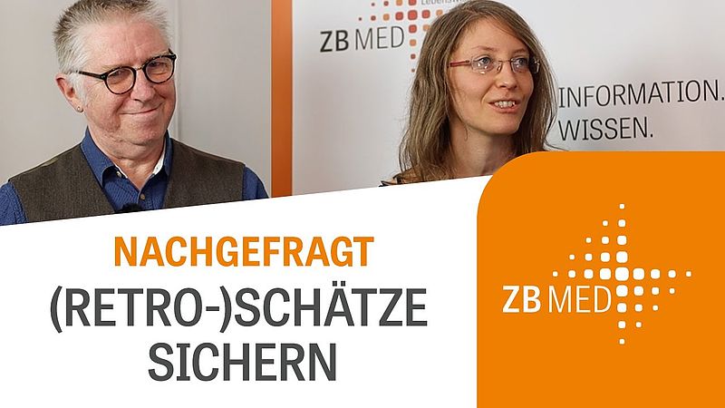 Thumbnail des Videos, Ulrich Ch. Blortz und Dr. Katharina Markus im Portrait, Aufschrift: NACHGEFRAGT, (Retro-)Schätze sichern